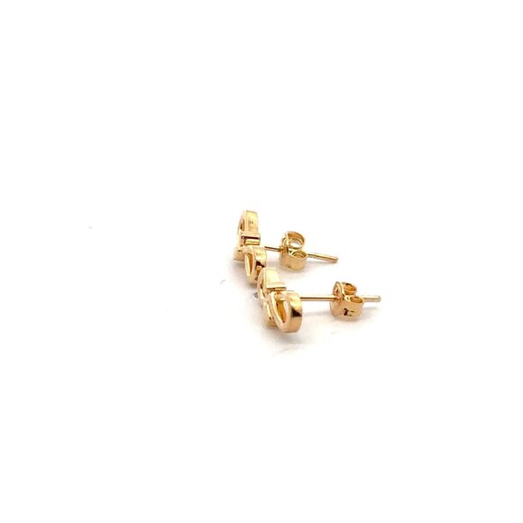 18K Gold Earrings Studs Infinity Arrow 1.42 grams - Picture 3 of 9